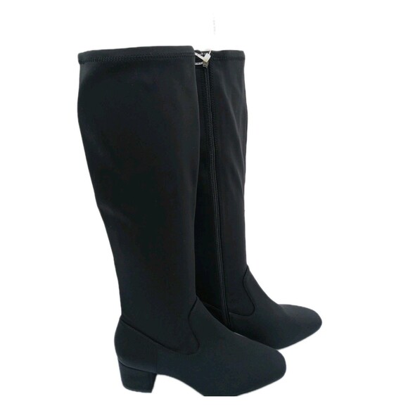 Alex Marie Shoes - NEW- Size 7.5M Womens Alex Marie Zip Up Knee High Boots Chunk Heel Fabric Black